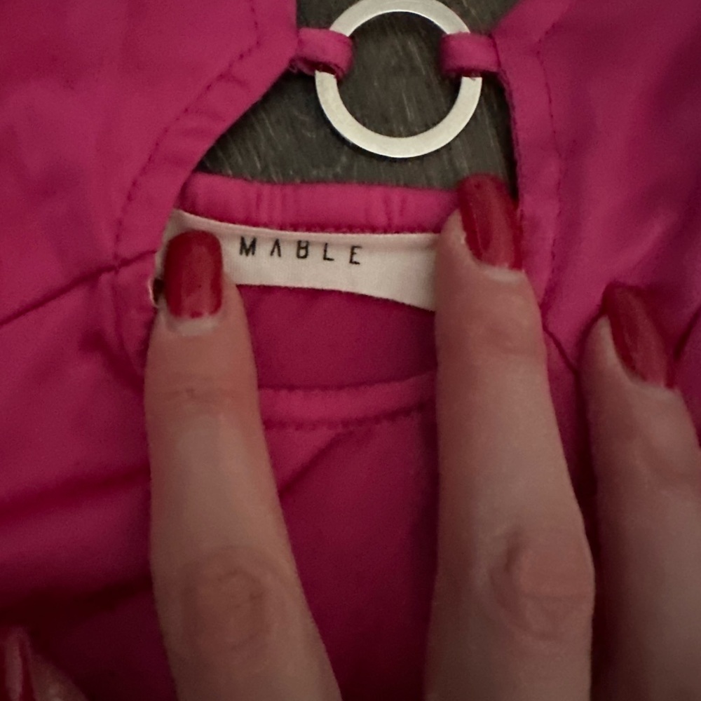 Dolls Kill MABLE Fuchsia Satin Top with Silver Ring Accent - Picture 3 of 3